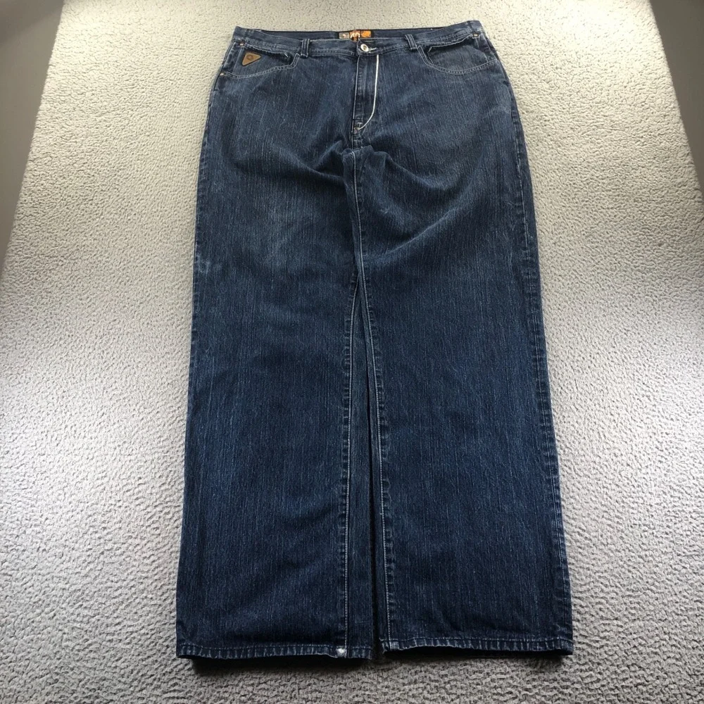 Akademiks Jeans Mens 40x34 Blue Baggy Y2K Distressed 90s Wide Leg Skater